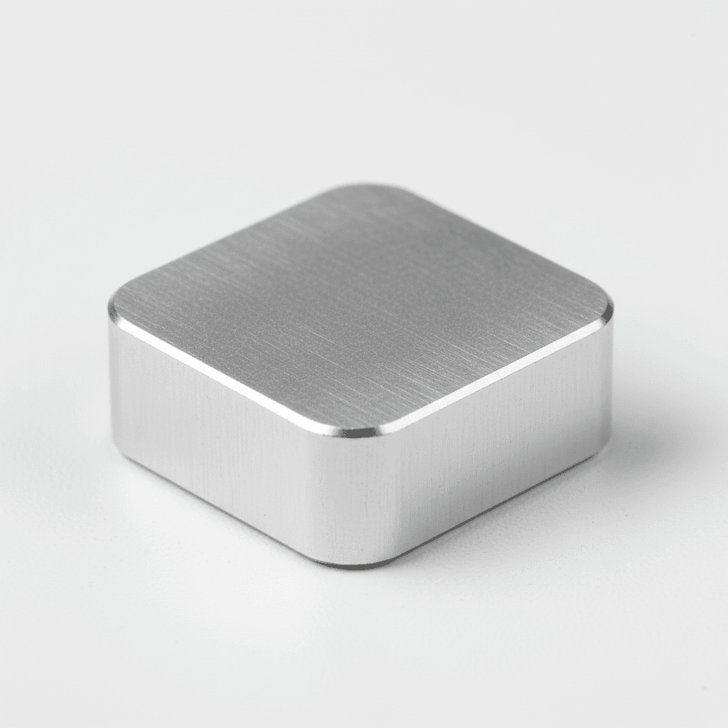 Anodized aluminum end cap next to a mill-finish aluminum cap